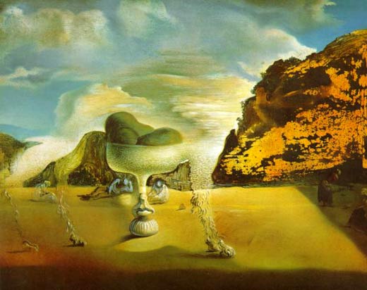 "Afgano invisible con la aparición en la playa del Rostro de García Lorca en la forma de un frutero con tres higos", Salvador Dalí